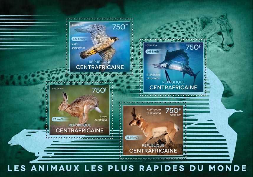 The fastest animals - Issue of Central African republic postage stamps