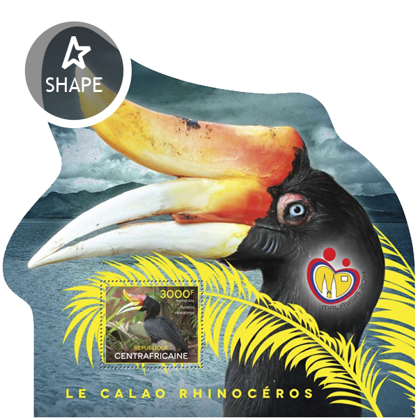 Rhinoceros hornbill  - Issue of Central African republic postage stamps