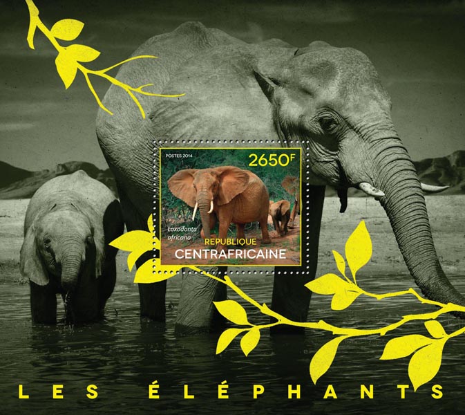 Elephants - Issue of Central African republic postage stamps