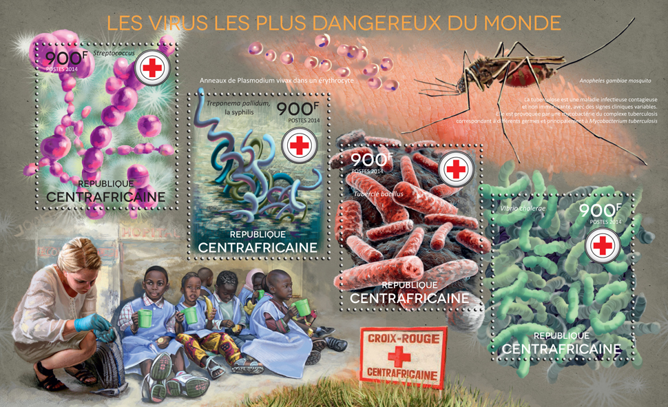 Red Cross - Issue of Central African republic postage stamps