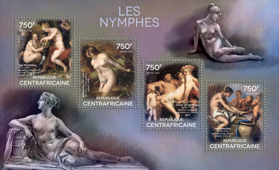 Nymphs - Issue of Central African republic postage stamps