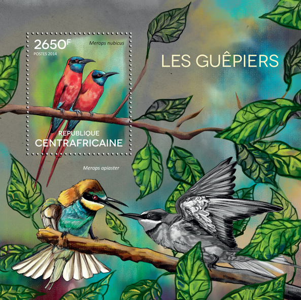 Bee-eaters  - Issue of Central African republic postage stamps
