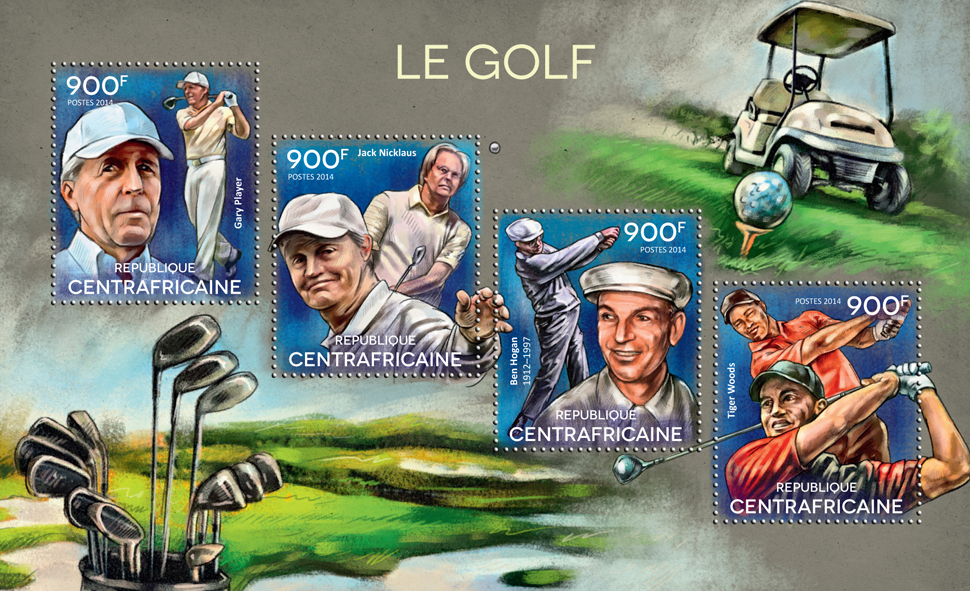 Golf - Issue of Central African republic postage stamps