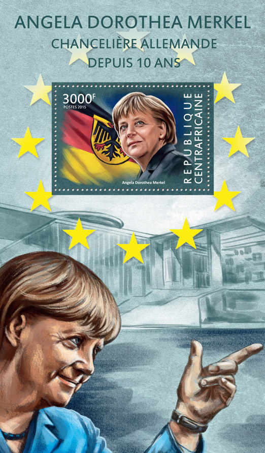 Angela Dorothea Merkel - Issue of Central African republic postage stamps