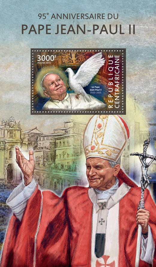 John Paul II  - Issue of Central African republic postage stamps