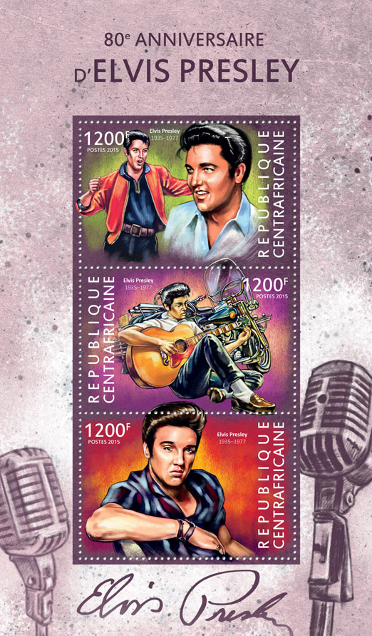 Elvis Presley - Issue of Central African republic postage stamps