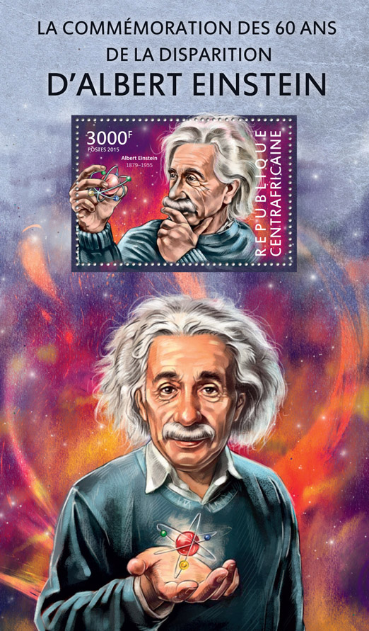 Albert Einstein  - Issue of Central African republic postage stamps