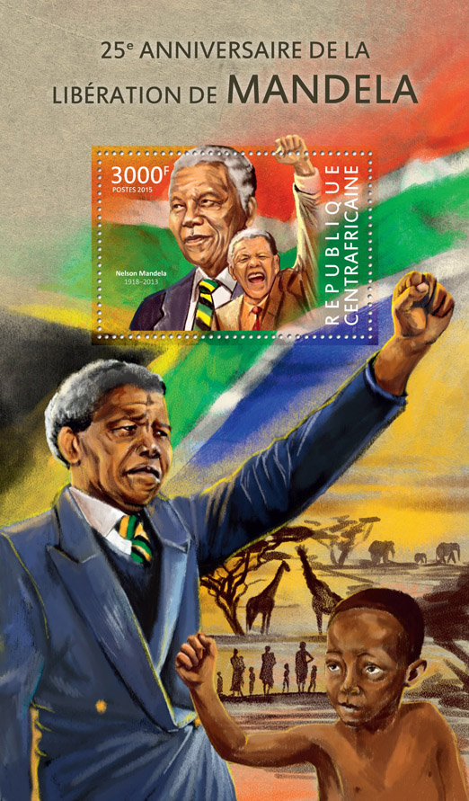 Nelson Mandela - Issue of Central African republic postage stamps