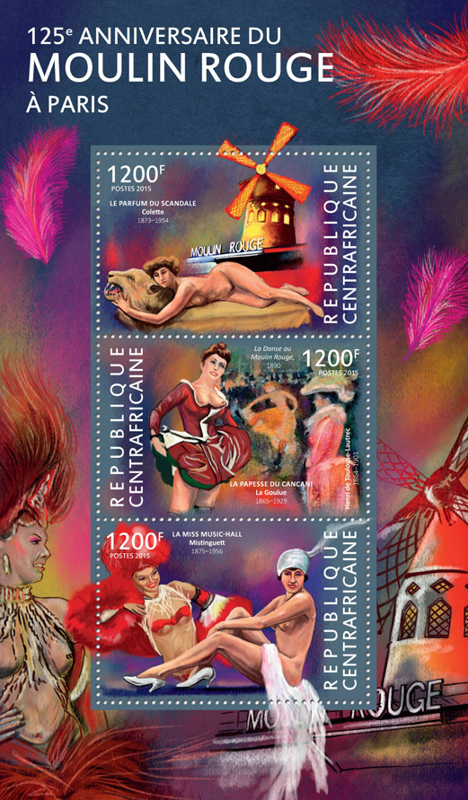 Moulin Rouge - Issue of Central African republic postage stamps