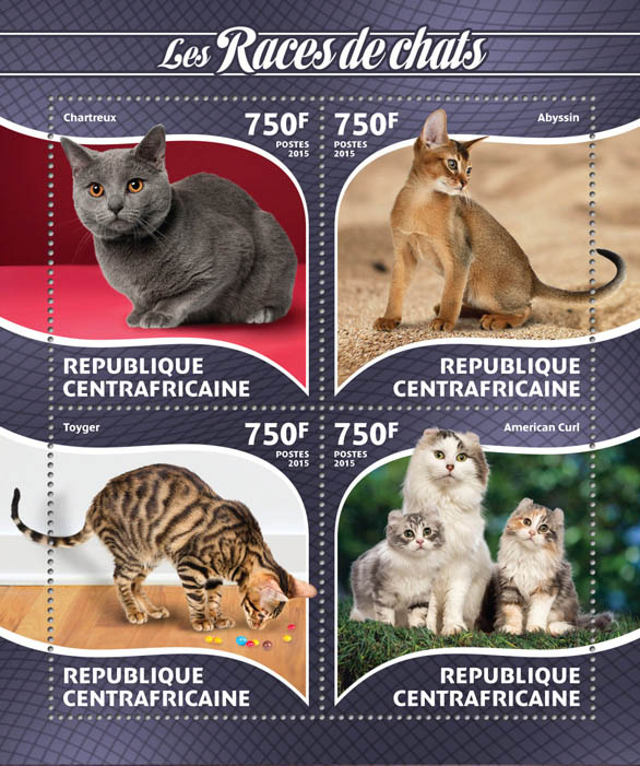 Cat - Issue of Central African republic postage stamps