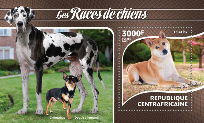 Dog - Issue of Central African republic postage stamps