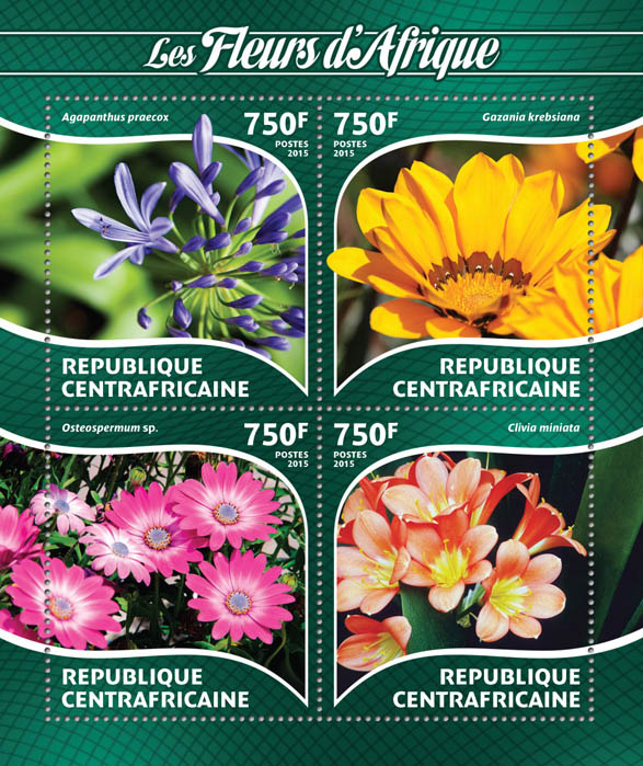 Flowers - Issue of Central African republic postage stamps