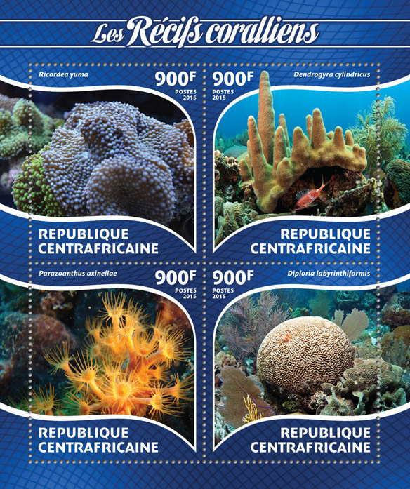Coral - Issue of Central African republic postage stamps
