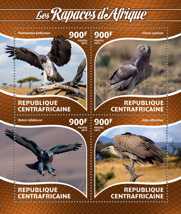 Birds of Prey - Issue of Central African republic postage stamps