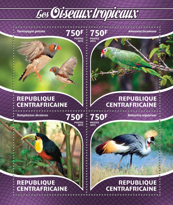 Birds - Issue of Central African republic postage stamps