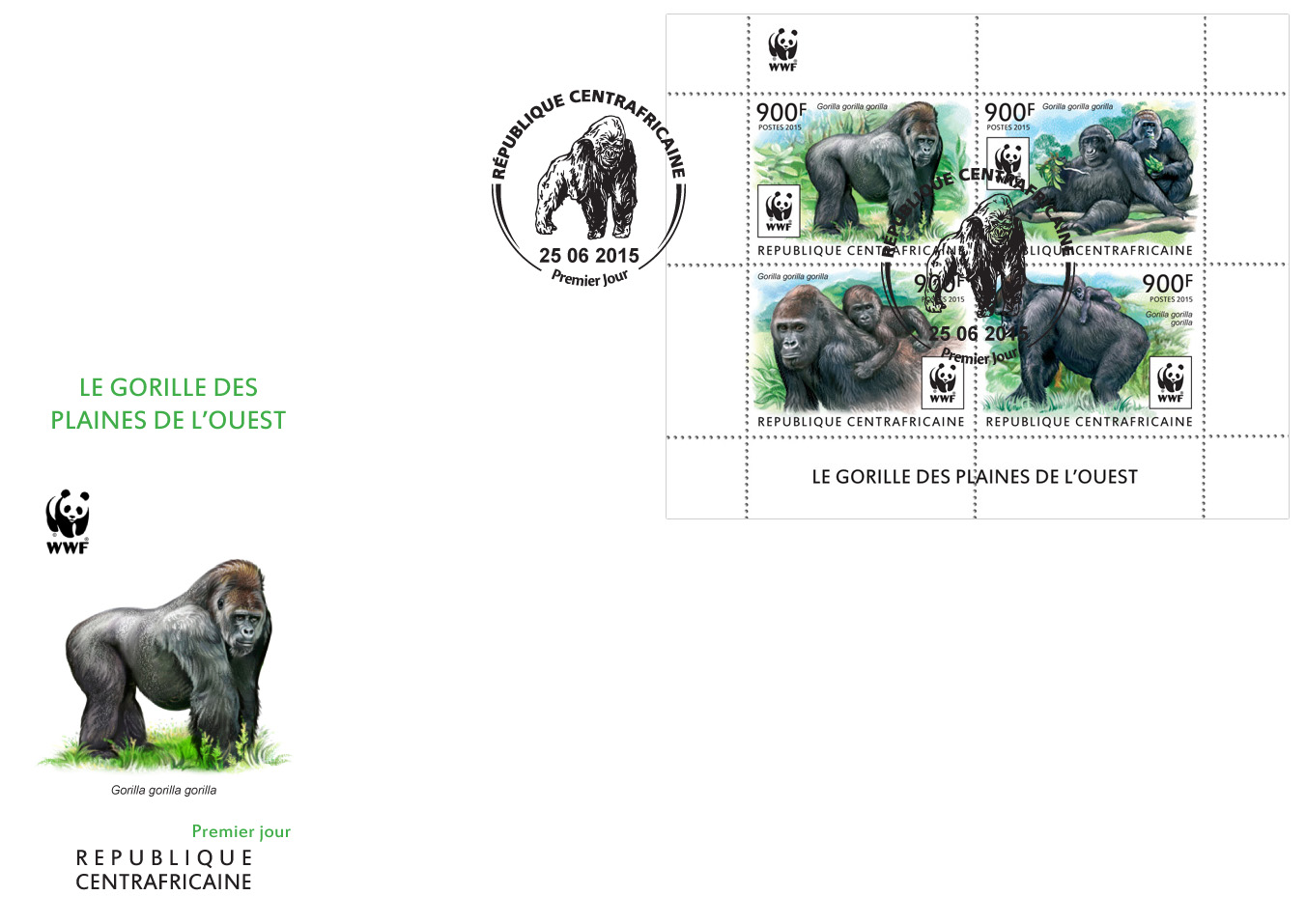 WWF – Gorilla (FDC) - Issue of Central African republic postage stamps