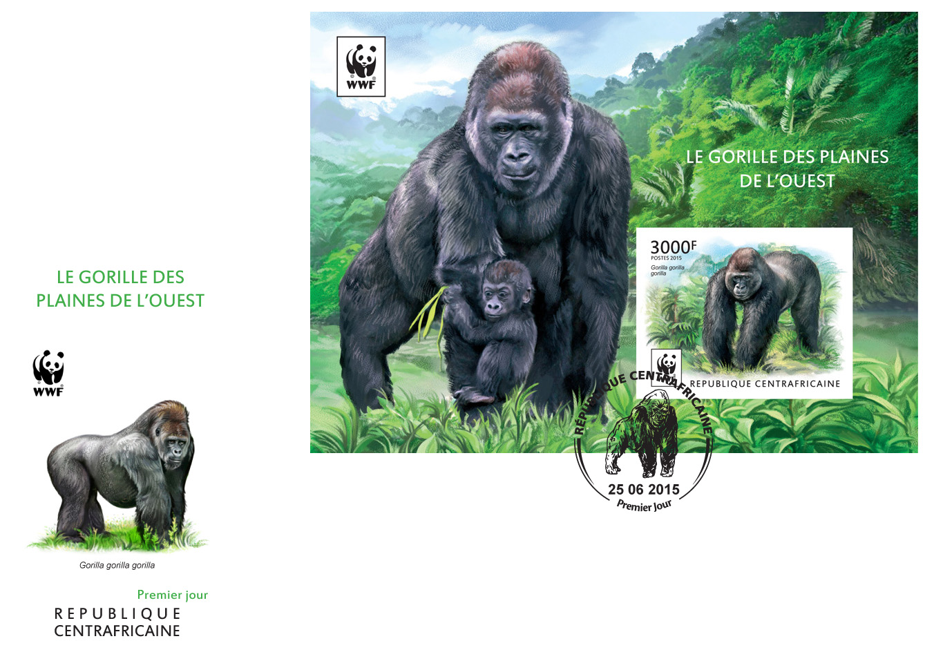 WWF – Gorilla (FDC imperf.) - Issue of Central African republic postage stamps