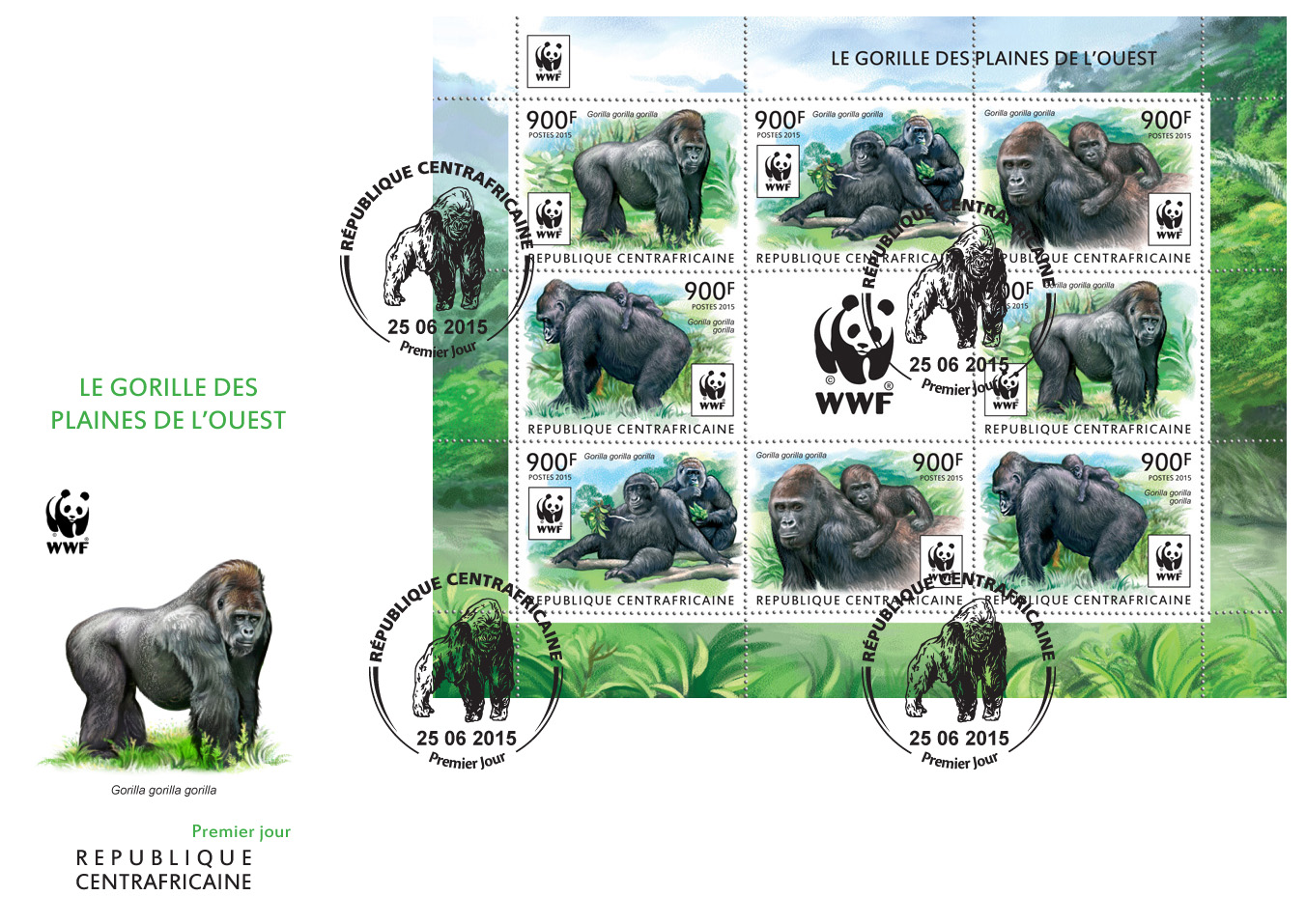 WWF – Gorilla (FDC) - Issue of Central African republic postage stamps