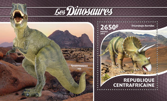 Dinosaurs - Issue of Central African republic postage stamps