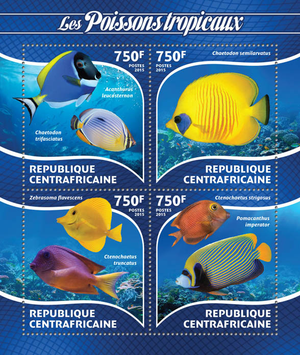 Tropical fishes - Issue of Central African republic postage stamps