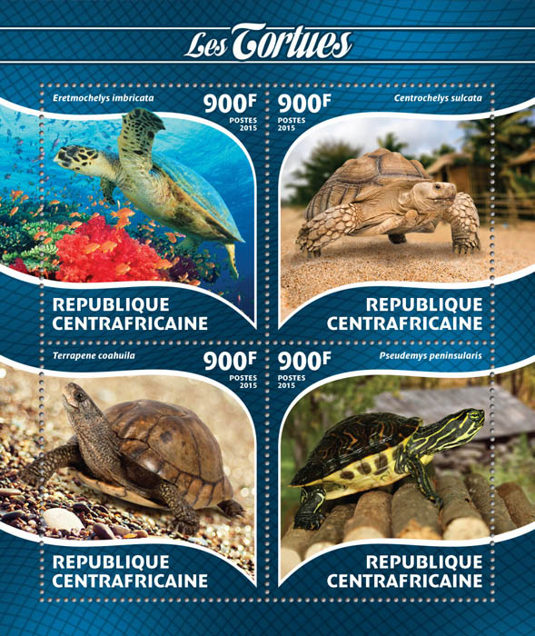 Turtles - Issue of Central African republic postage stamps