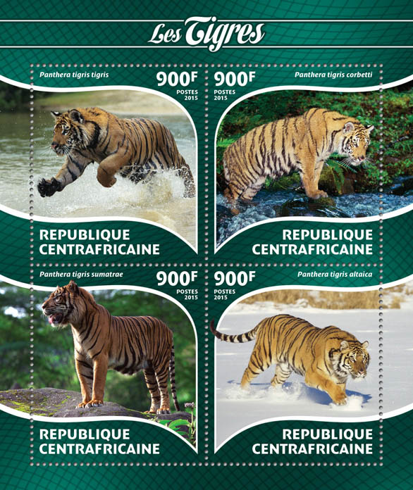 Tigers - Issue of Central African republic postage stamps