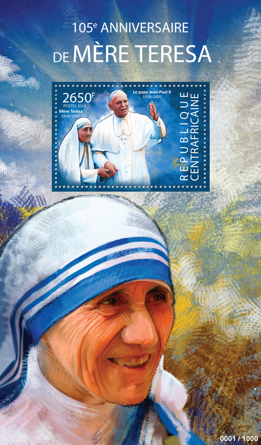 Mother Teresa - Issue of Central African republic postage stamps