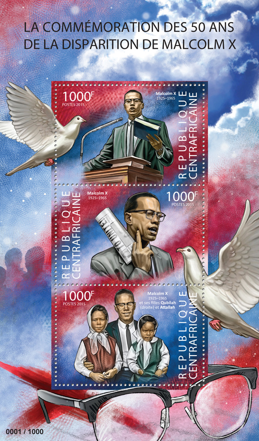 Malcolm X - Issue of Central African republic postage stamps