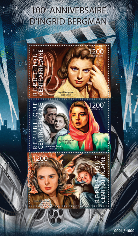 Ingrid Bergman - Issue of Central African republic postage stamps