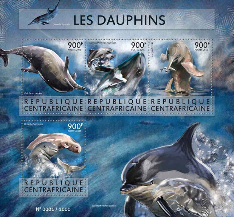 Dolphins - Issue of Central African republic postage stamps
