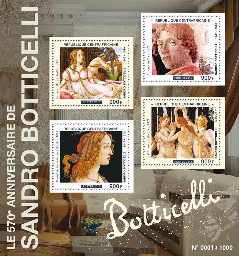 Sandro Botticelli - Issue of Central African republic postage stamps