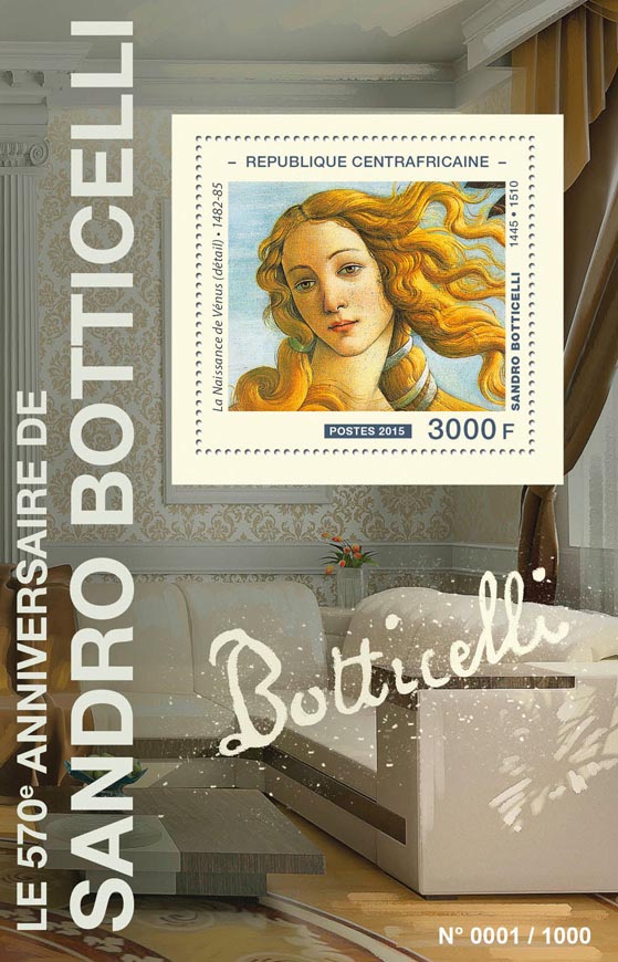 Sandro Botticelli - Issue of Central African republic postage stamps