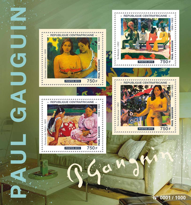 Paul Gauguin - Issue of Central African republic postage stamps