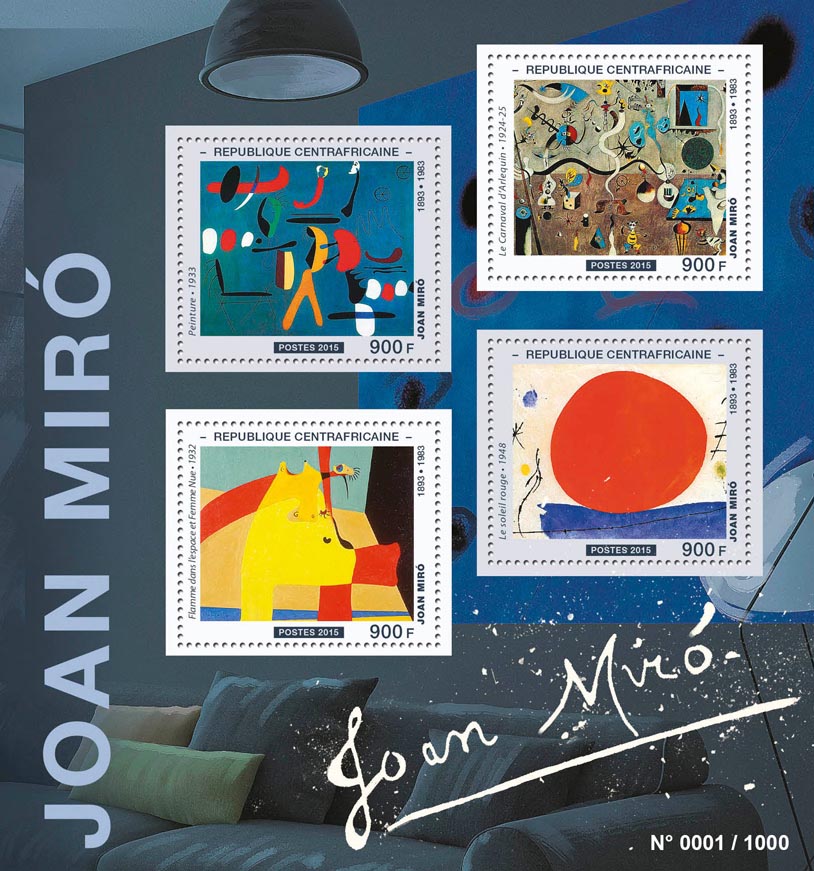 Joan Miró - Issue of Central African republic postage stamps