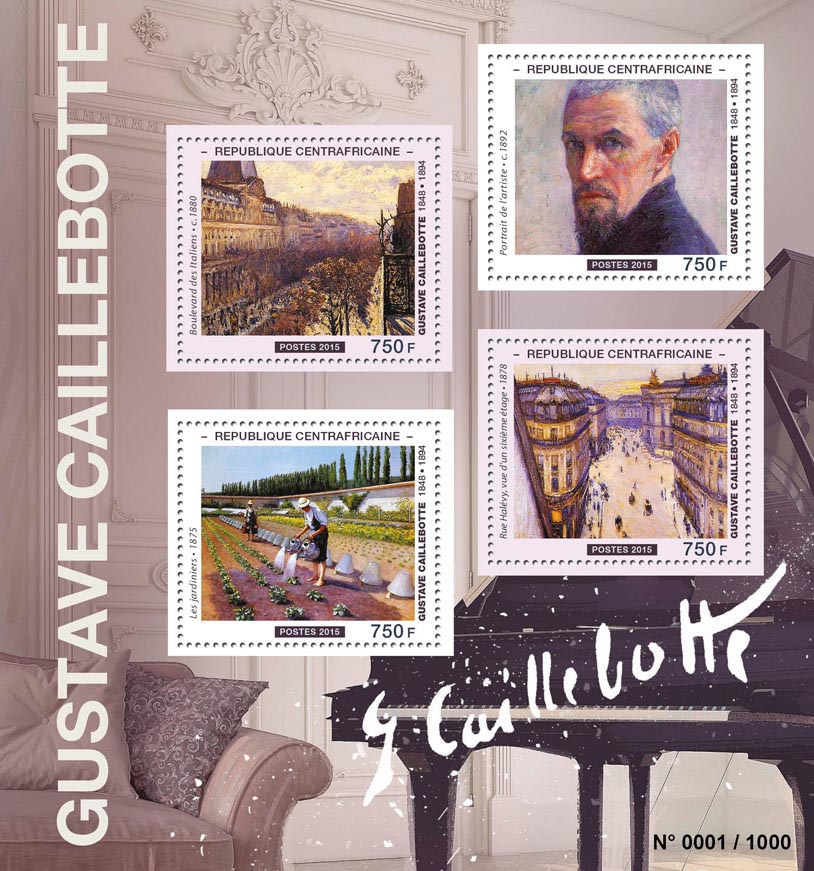 Gustave Caillebotte - Issue of Central African republic postage stamps
