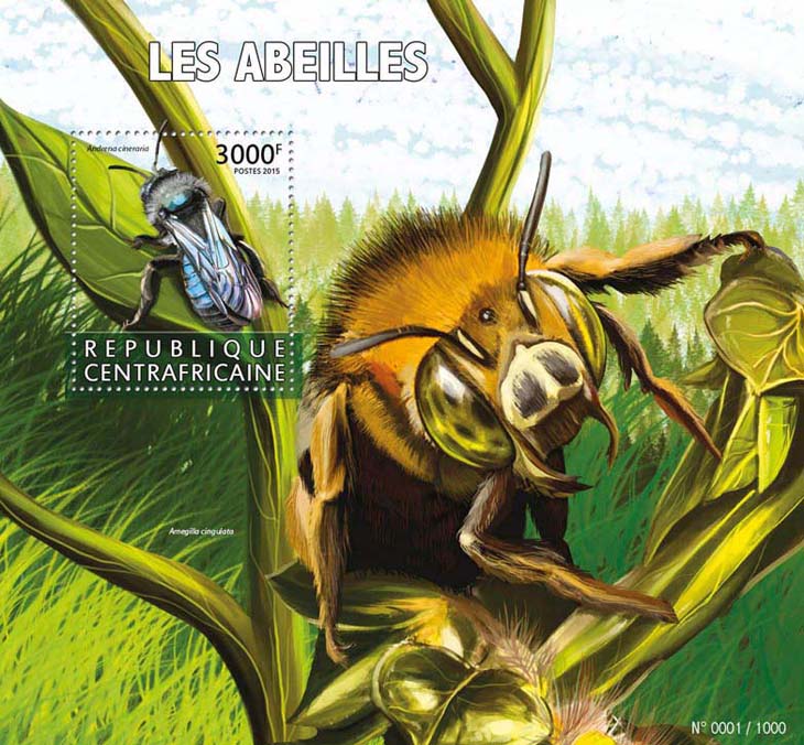 Bees - Issue of Central African republic postage stamps