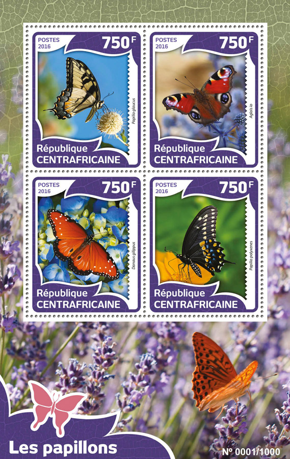 Butterflies  - Issue of Central African republic postage stamps