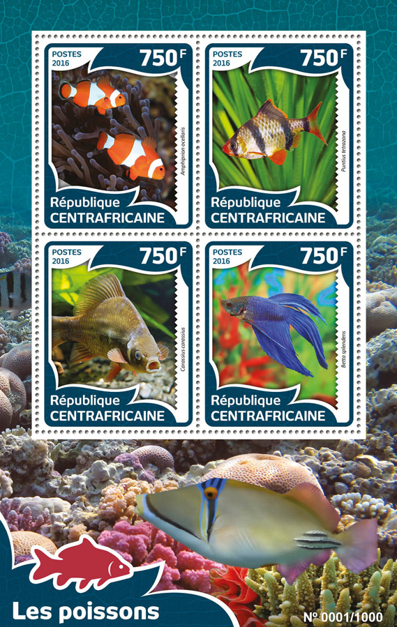 Fishes - Issue of Central African republic postage stamps