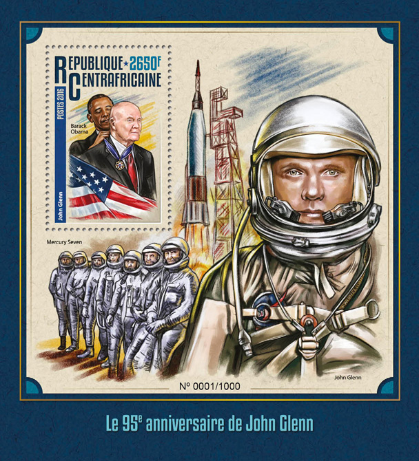 John Glenn - Issue of Central African republic postage stamps