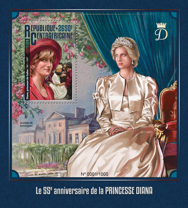 Princess Diana - Issue of Central African republic postage stamps