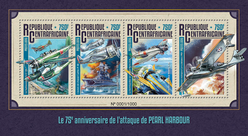 Pearl Harbour - Issue of Central African republic postage stamps