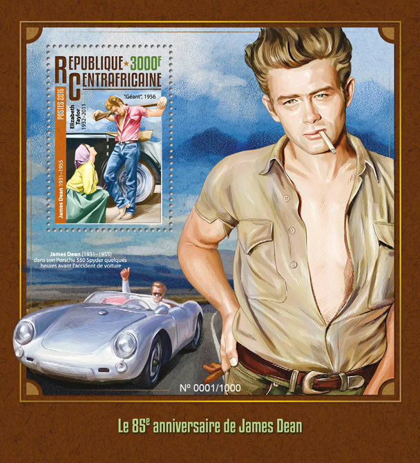 James Dean - Issue of Central African republic postage stamps