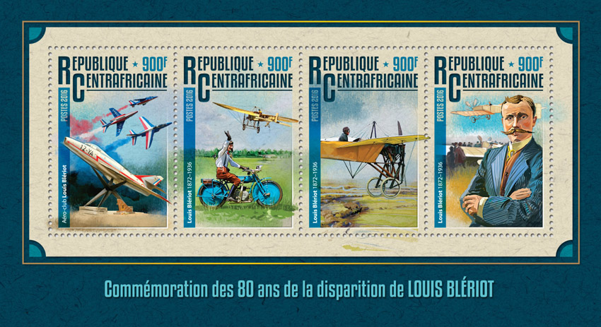 Louis Bleriot - Issue of Central African republic postage stamps