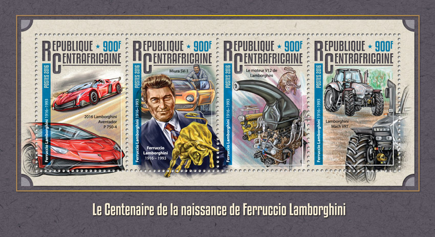 Ferruccio Lamborghini - Issue of Central African republic postage stamps