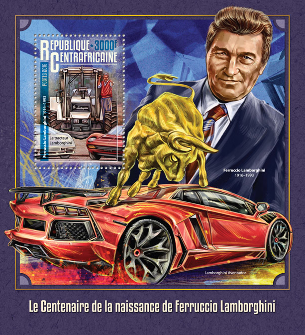 Ferruccio Lamborghini - Issue of Central African republic postage stamps