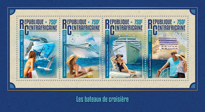 Cruise ships - Issue of Central African republic postage stamps