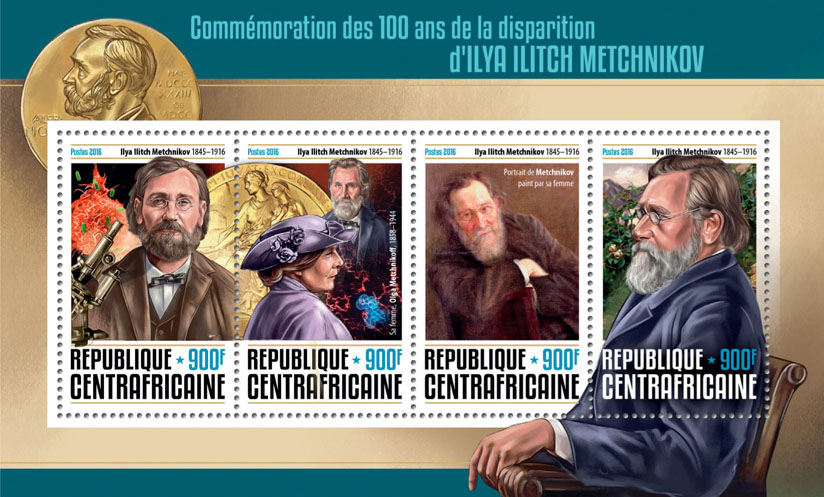 Ilya Ilitch Metchnikov - Issue of Central African republic postage stamps