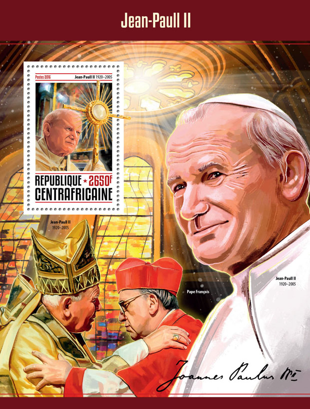 John Paul II - Issue of Central African republic postage stamps