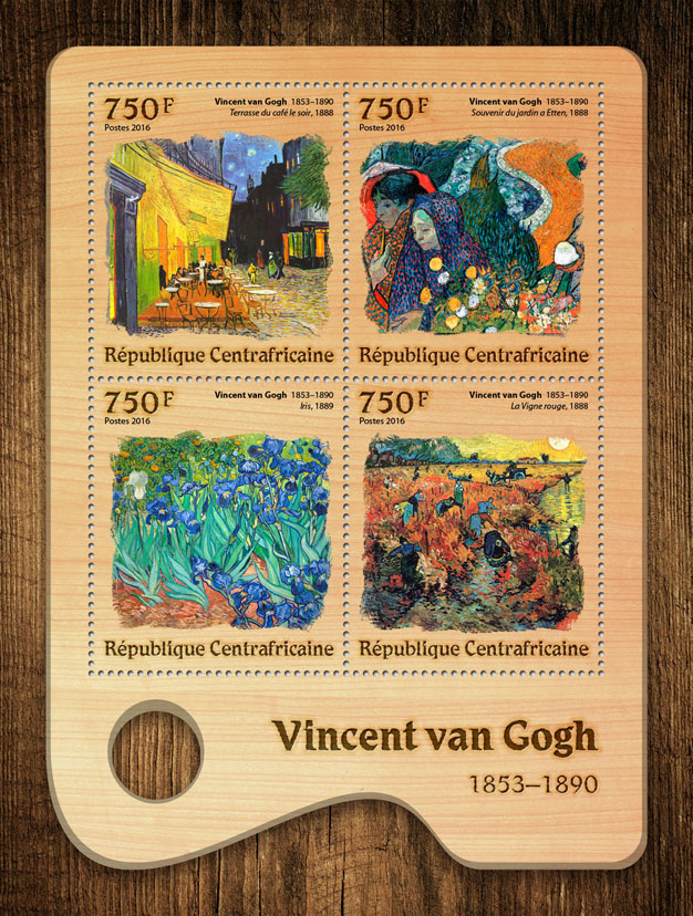 Vincent van Gogh - Issue of Central African republic postage stamps