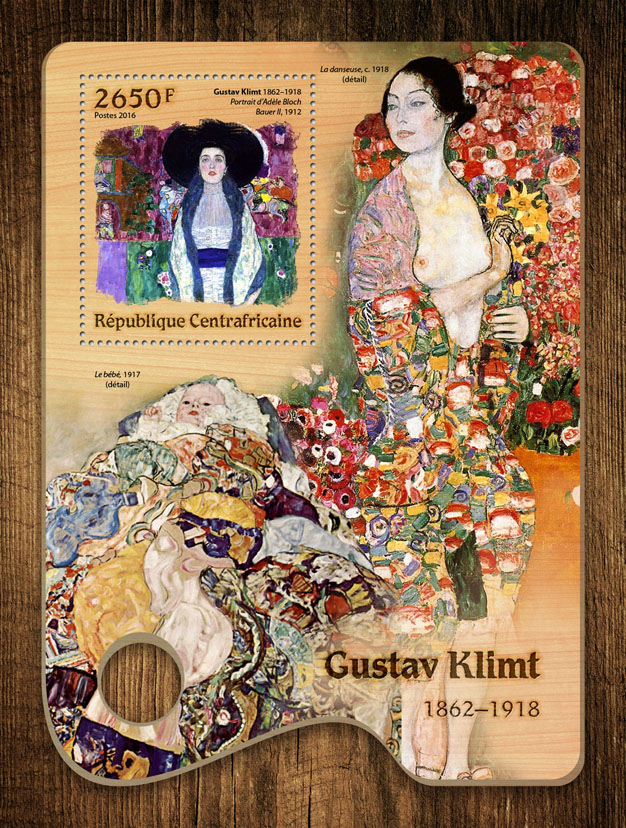 Gustav Klimt - Issue of Central African republic postage stamps